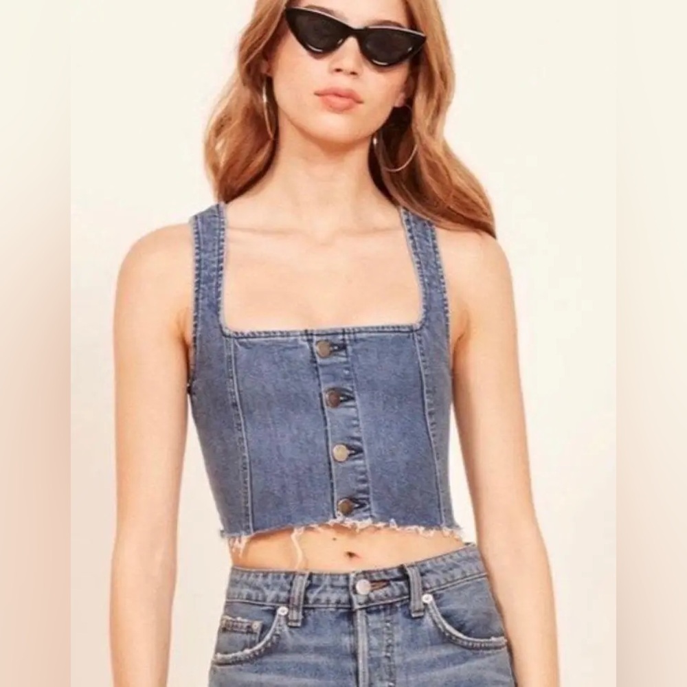 Reformation Raquel Denim Crop Top Size 6